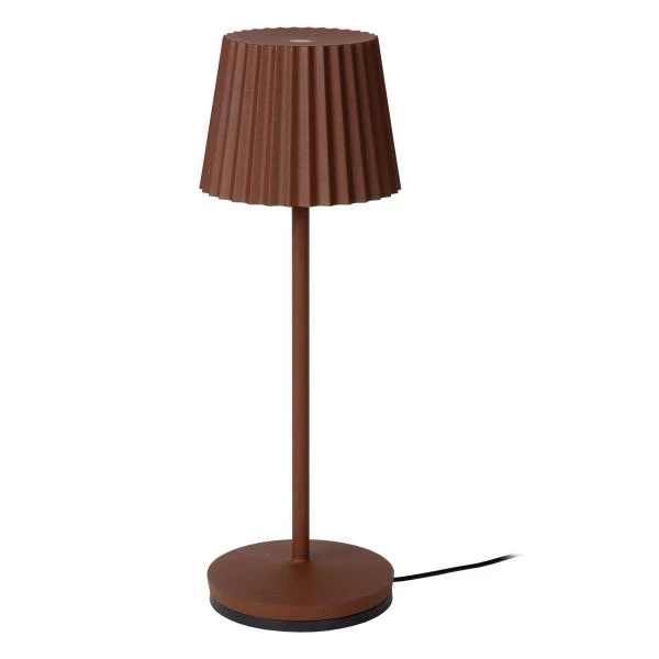 Lucide JUSTINE - Rechargeable Table lamp Outdoor - Battery - LED Dim. - 1x2W 2700K - IP54 - With wireless charging pad - Rust Brown - detail 1